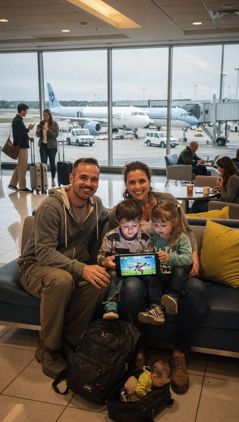 Rodzina korzystająca z udogodnień dostępnych dla osób z ograniczeniami.